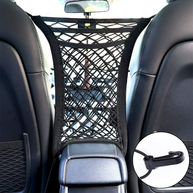 ISTAR 3-Layer Car Mesh Organizer Storage Pet Barrier Dog Net Barrier with Auto Safety Black