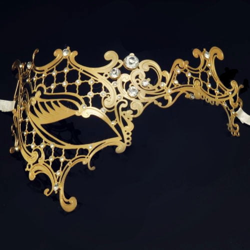 Half Mask Masquerade Phantom of The Opera Women Laser Cut Face Masks Gold 