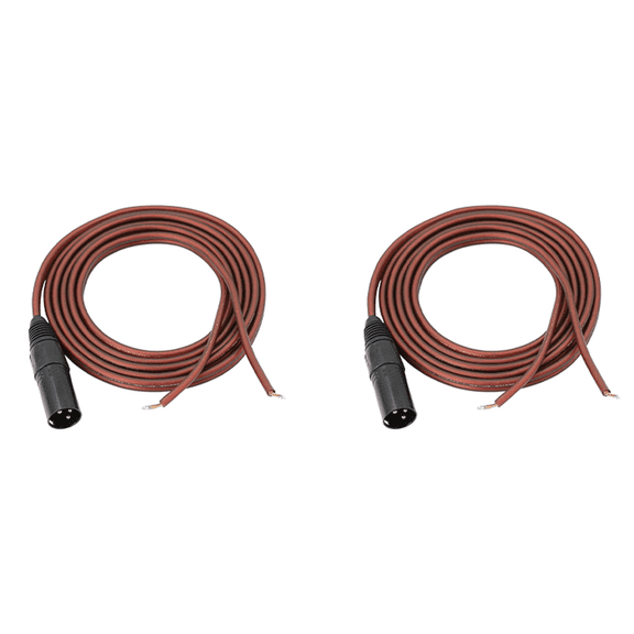 2X XLR Speaker Wire, Bare Cable to Plug, Gold Plated 3 Pin Male Connector Audio Open End