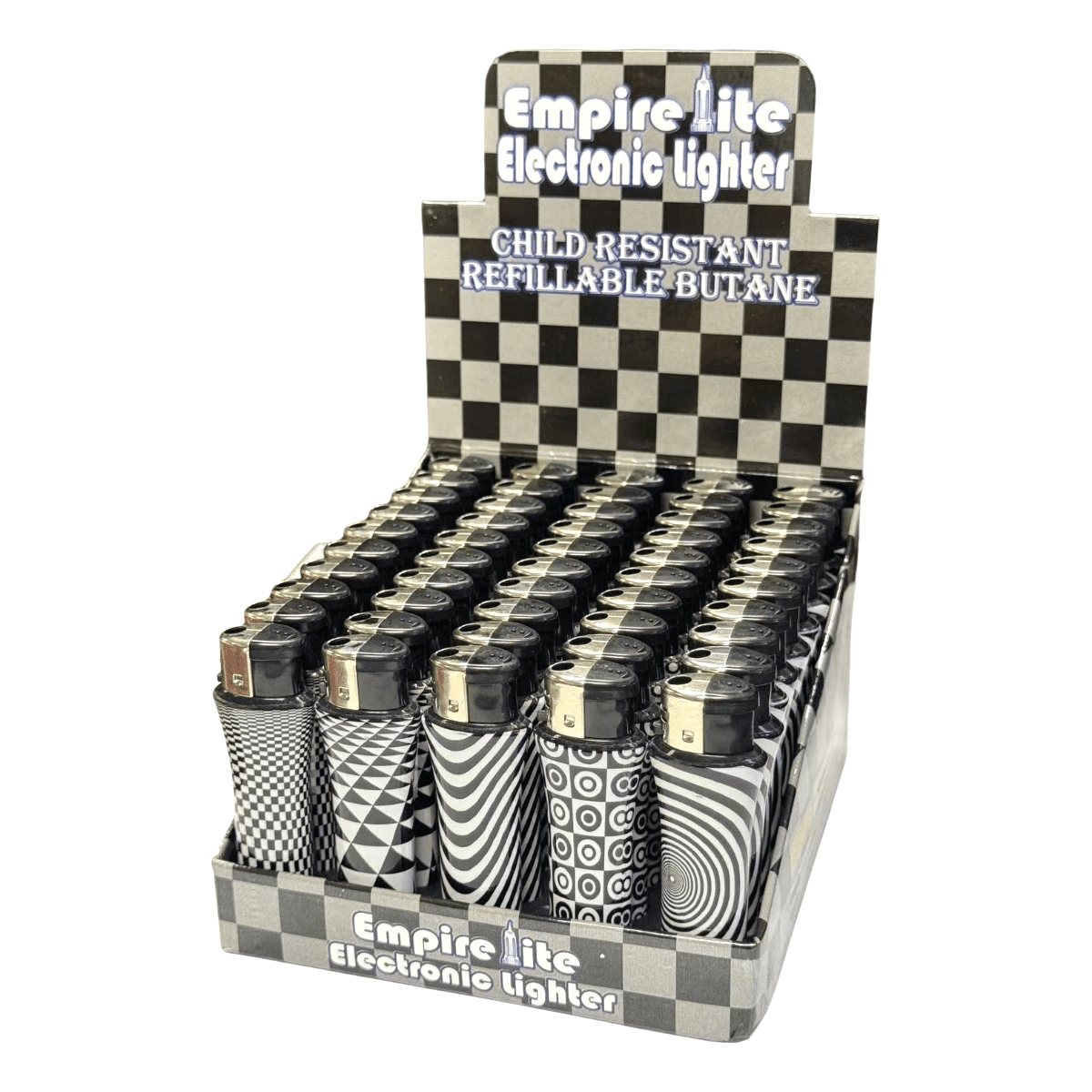 50PACK Disposable Classic Cigarette Butane Lighters Black and white gingham gift for man’s Birthday  Christmas
