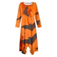 thumbnail image 4 of WXLWZYWL Womens Halloween Dress Shirt Womens Fall Dresses 2024 Long Sleeve Round Neck Casaul Dress Solid Color Loose Fit Midi Dress Shift Dress, 4 of 5