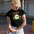 thumbnail image 2 of Witty Golf Is My Therapy with a Ball & Clubs, Golf Player, Golfing or Golfer Themed Merch Gift, Royal Blue T-Shirt, Small, 2 of 5
