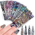 thumbnail image 1 of Onsdag Stickers de lámina holográfica para uñas con estampado de leopardo, 10 piezas, 1 of 7