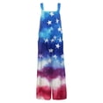thumbnail image 5 of JULMCOMO American Flag Jumpsuits for Women Independence Day Cotton Wide Leg Patriotic Rompers Red White Blue Sleeveless 4th of July Outfits with Pockets Royal Blue XL, 5 of 6