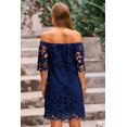 thumbnail image 2 of Vestido PRETTYGARDEN Azul Marino Mini con Encaje Floral y Hombros Descubiertos L, 2 of 8