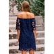 thumbnail image 2 of Vestido PRETTYGARDEN Azul Marino Mini con Encaje Floral y Hombros Descubiertos L, 2 of 8