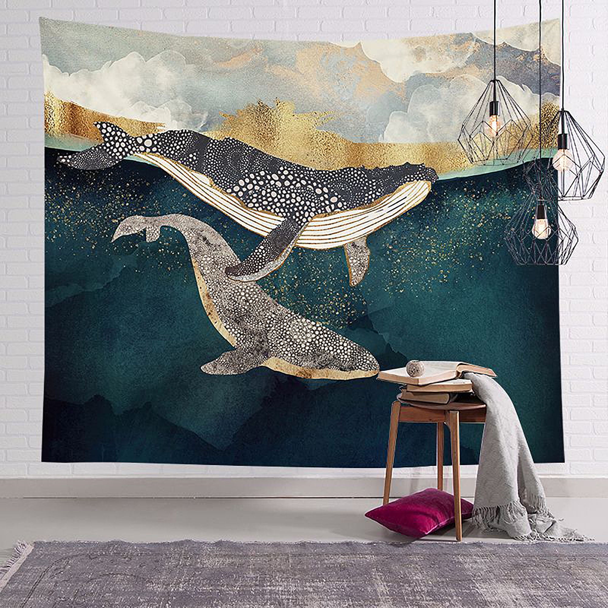 Mountain Forest Tree Sunset Psychedelic Wall Tapestry Wall Hanging