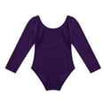 thumbnail image 5 of Kaerm Girls' Team Basic Long Sleeve Leotard Gymnastics Ballet Dance Bodysuits for Toddler Kids Purple 8, 5 of 8