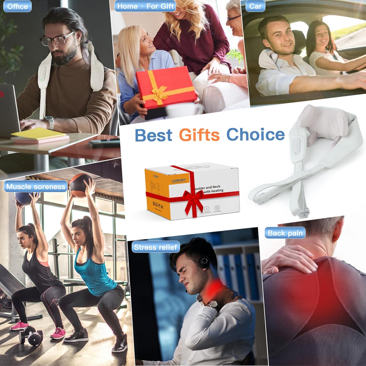 Shiatsu Neck and Shoulder Massager with Heat - Upgarded Cordless 5D Deep Tissue Kneading Massager, Rechargeable Massage for Neck, Shoulder and Back, Ideal Gifts for Women,Men