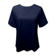 thumbnail image 4 of MIXUE Womens Summer Tops Summer Solid Color Crew Neck Short Sleeve Casual Pullover Tshirts Activewear,Blue,S, 4 of 4