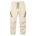 thumbnail image 5 of Mens Cargo Pants Men's Solid Color Tight Waist Drawstring Casual Sports Multi Pocket Workwear Pants White 3Xl, 5 of 9
