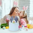 thumbnail image 5 of Striped Bunny Ear Easter Basket, 9x7.5in Personalizable Fabric Tote for Egg Hunts, Gifts & Holiday Decor, 5 of 5