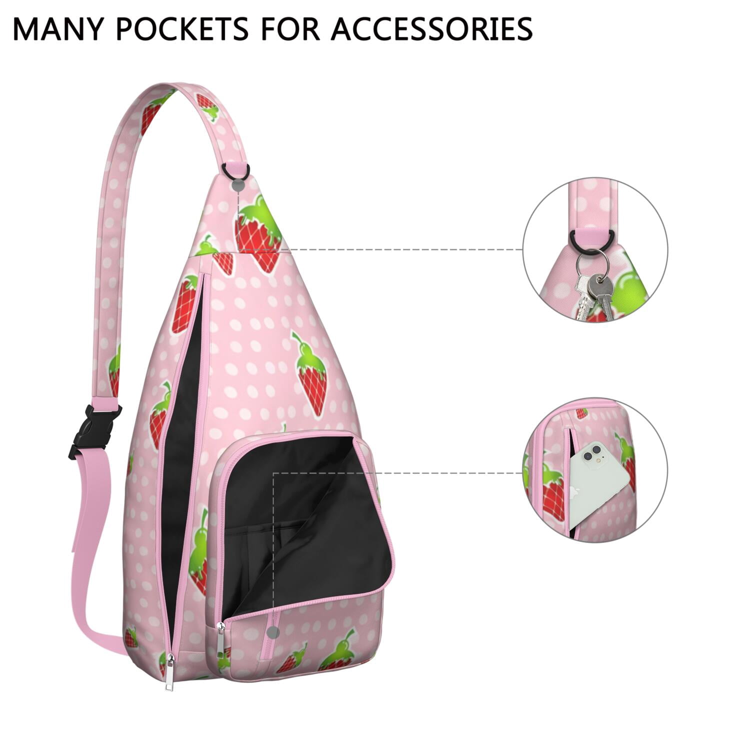 Fruity Strawberry Lover Fanny Pack – Water-resistant & Compact, Cute Berry Print, Perfect for Concerts, Travel & Outings