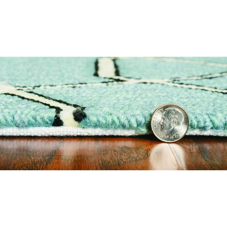 7'X10' Spa Blue Hand Hooked Uv Treated Bordered Indoor Outdoor Area Rug 7'X10' Spa Blue Hand Hooked Uv Treated Bordered Indoor Outdoor Area Rug