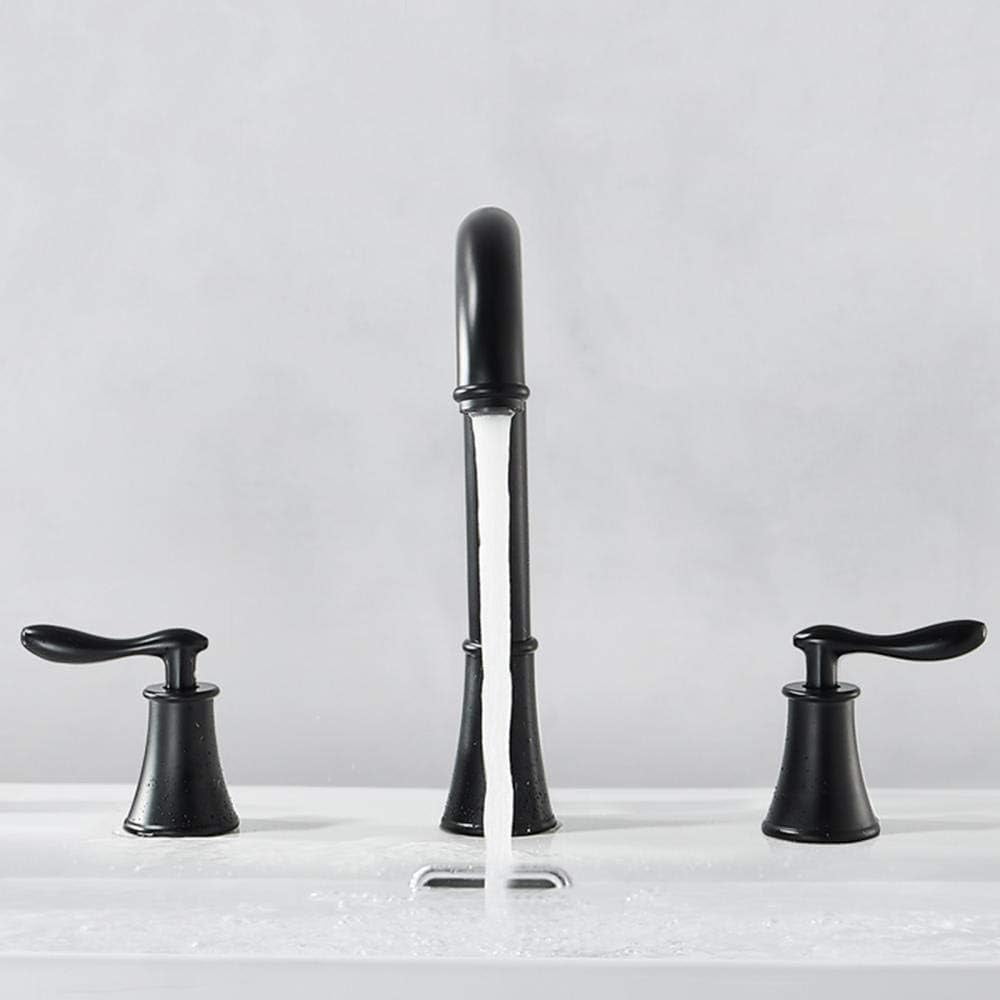 Bathroom Sink Faucet 3 Hole Black Hot and Cold 360° Rotation Brass Bathroom Faucet for Sink