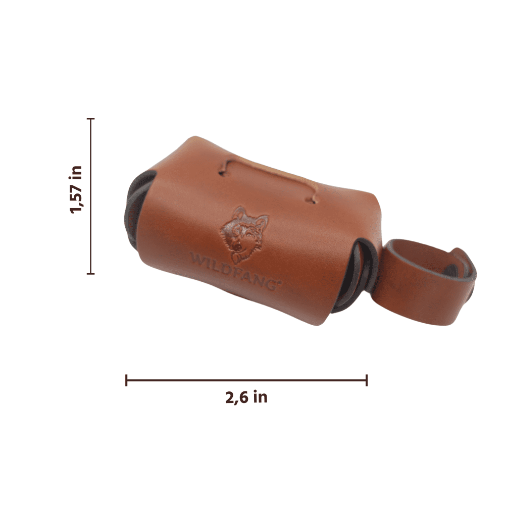 Wildfang® Dog Poop Bag Holder – Real Leather Dog Poop Bag Dispenser, Double-Compartment Poop Bag Holders for Leashes