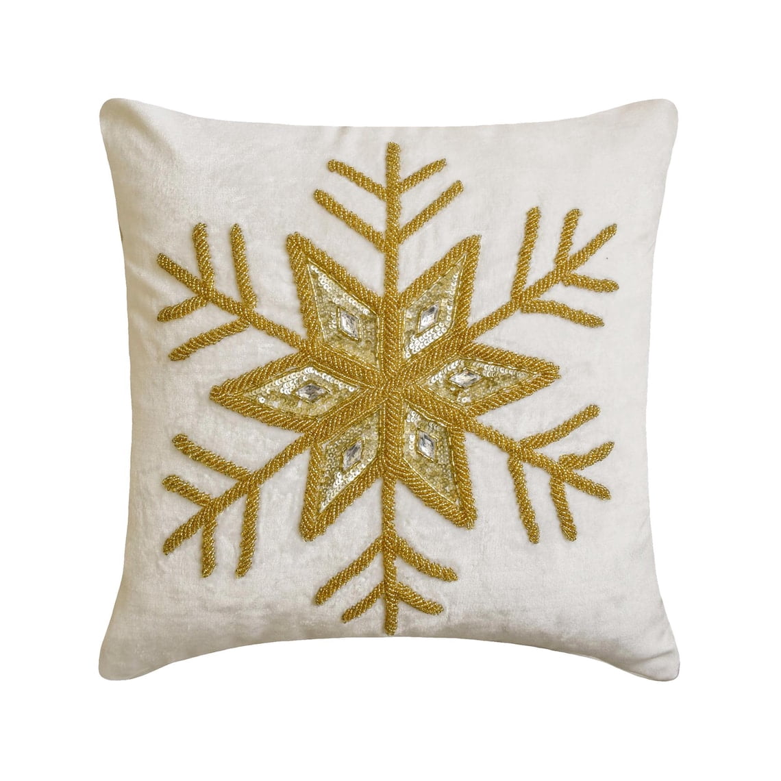 Handmade Throw Pillow cover, 18"x18" Gold Velvet Pillow Cover, Modern Snowflake Handicrafts Pillow Cover For Sofa Couch, Hotels, living Room, Bed Room - Gold Flake