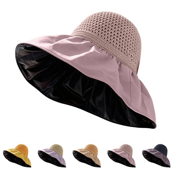 Womens Hats Summer Only Moment Womens Sun Straw Hat Blended Fabric Summer Wide Brim Uv Upf 80 Panama Fedora Foldable Packable Straw Beach Hat Pink,One Size