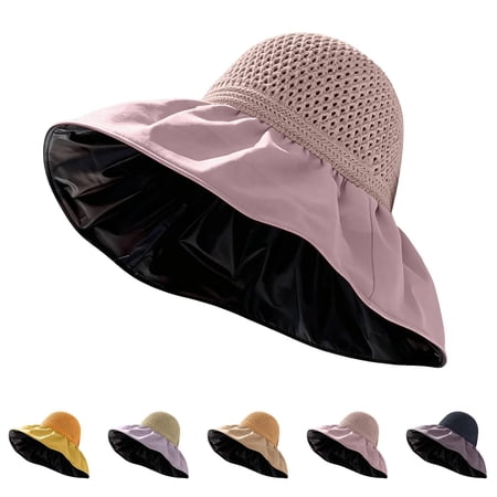 Hot Sales Under $5 Khaki Summer Beach Sun Hat GIJNRIUIUA Women Wide Brim Sun Hats Mesh Hat Summer Foldable Hat 50+ Baseball Caps