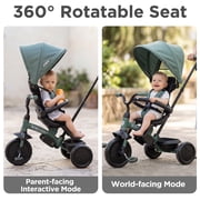 QPlay 6 in 1 Toddlers Tricycle for Ages Baby 10 Months-6 Years, Adjustable Parent Push Handle, Removable Canopy, 5-Point Harness, Rear Wheel Brakes