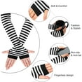 thumbnail image 3 of Women Striped Long Fingerless Gloves, Winter Knitted Arm Warmers For Punk Rock/Cosplay/Goth/Christmas Party, 3 of 5