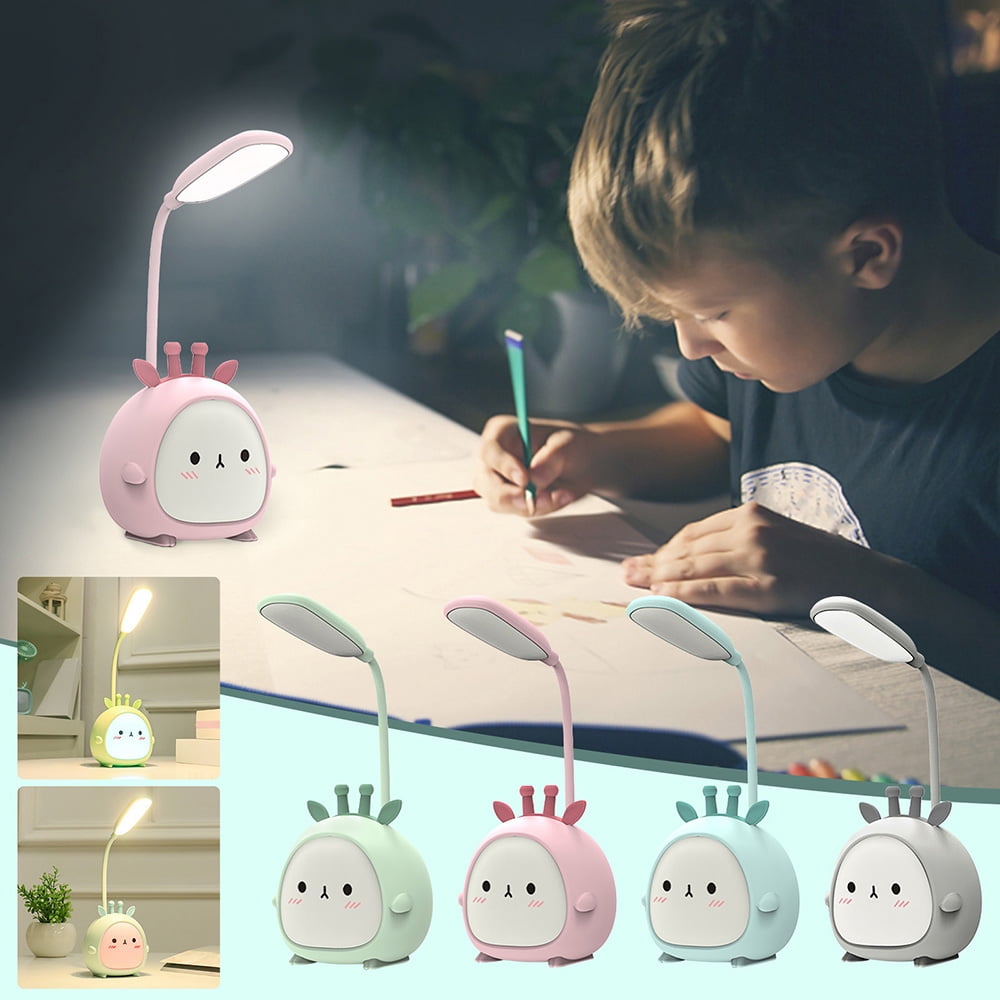 Adjustable Goose Neck LED Table Lamp with Cute Kawaii Cartoon Base