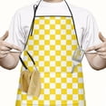 thumbnail image 2 of Yellow and White Checkered Pattern Apron-Garden Aprons for Women with Pockets-Cotton Linen Waterproof Kitchen Cooking Gardening Aprons Adjustable for Kitchen,Cooking,BBQ and Salon 33x27 Inch, 2 of 7
