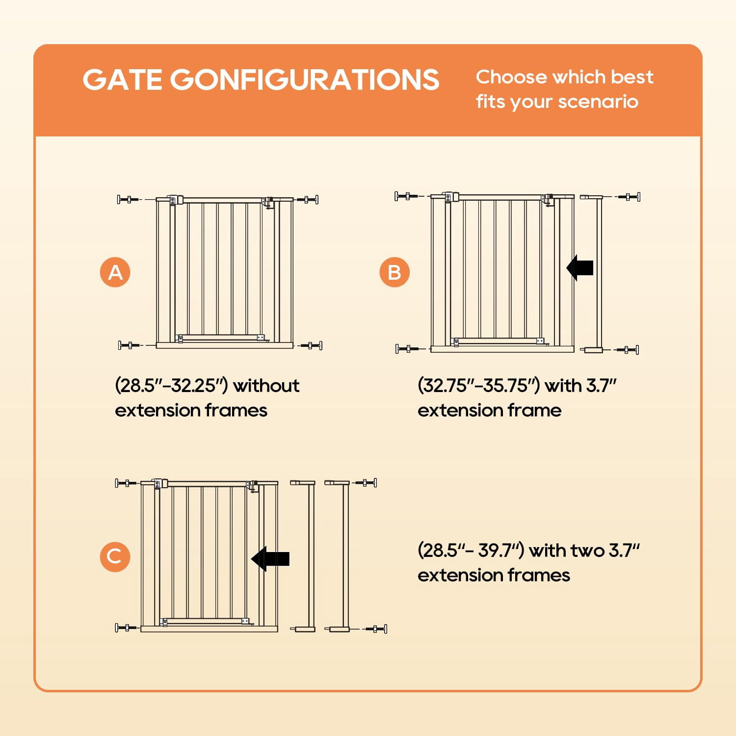 BORGEBY 30”Tall Dog Gate, Fits 28.5”-39.7” Wide Openings,Adjustable Safety Pets Gates for Stairs & Doorways,White