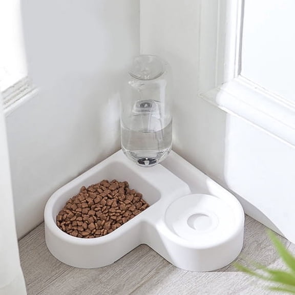 Zhaomeidaxi 2 in 1 Automatic Pet Water Fountain Food Dispenser, Anti Spill Waterer and Dry Food Feeder Cat / Dog Bowl, Pet Bowl Waterer Pet Bowl