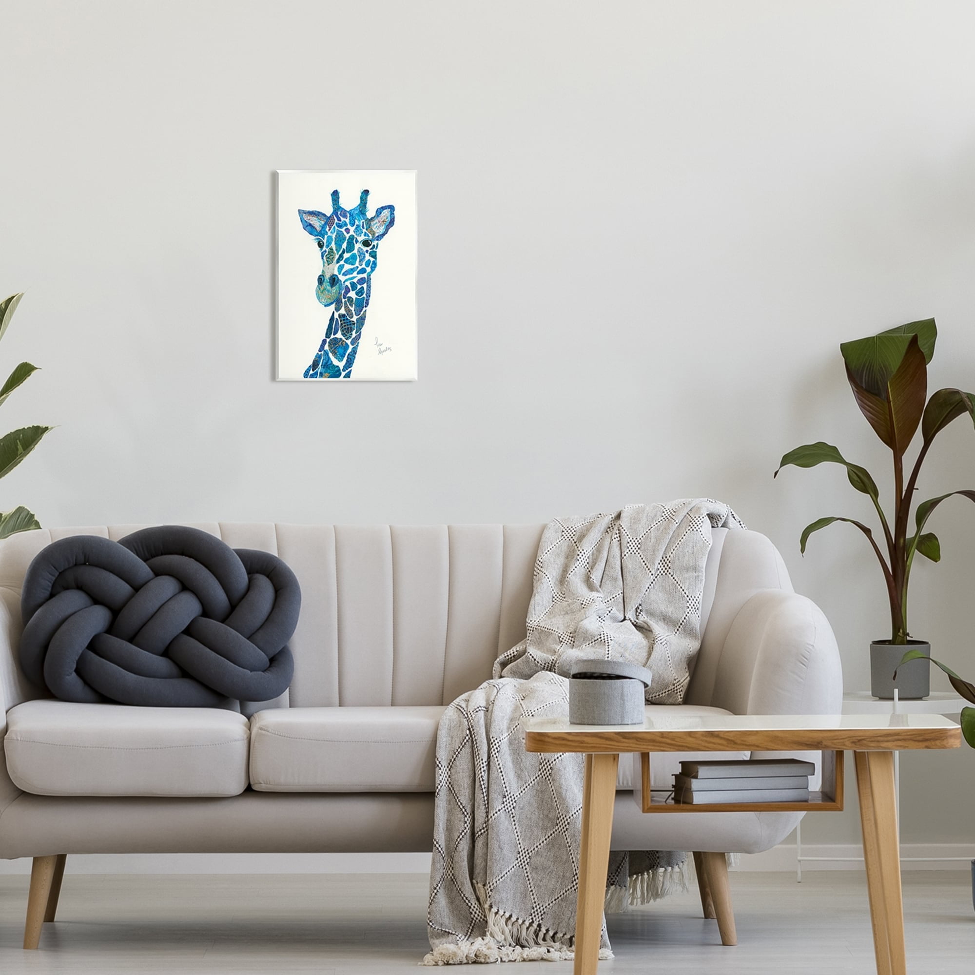 Stupell Industries Blue Giraffe Varied Collage Assortment Animal Painting Graphic Art Unframed Art Print Wall Art, Design by Lisa Morales