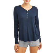 Secret Treasures Essentials Women's Long Sleeve Sleep Rib Henley Top