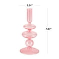 thumbnail image 2 of Mainstays Pink Translucent 7.87" Tall Glass Bubble Shaped Tabletop Taper Candle Holder, Large, 2 of 15