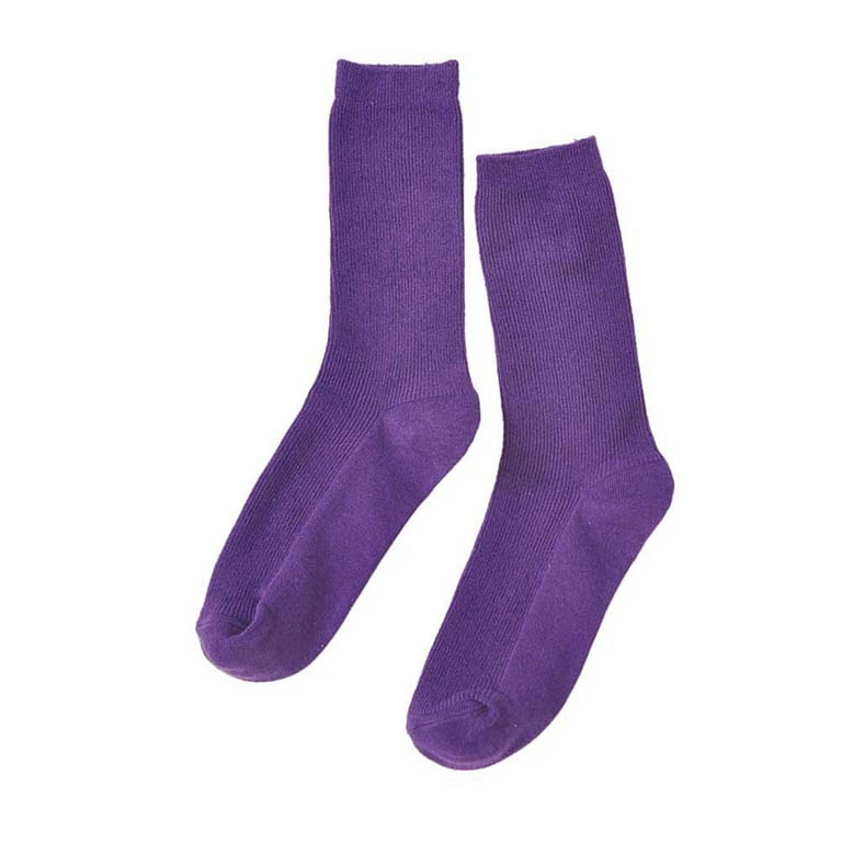 Besufy Adult Women Socks Solid Vertical Stripe Cotton Breathable Tube Socks  