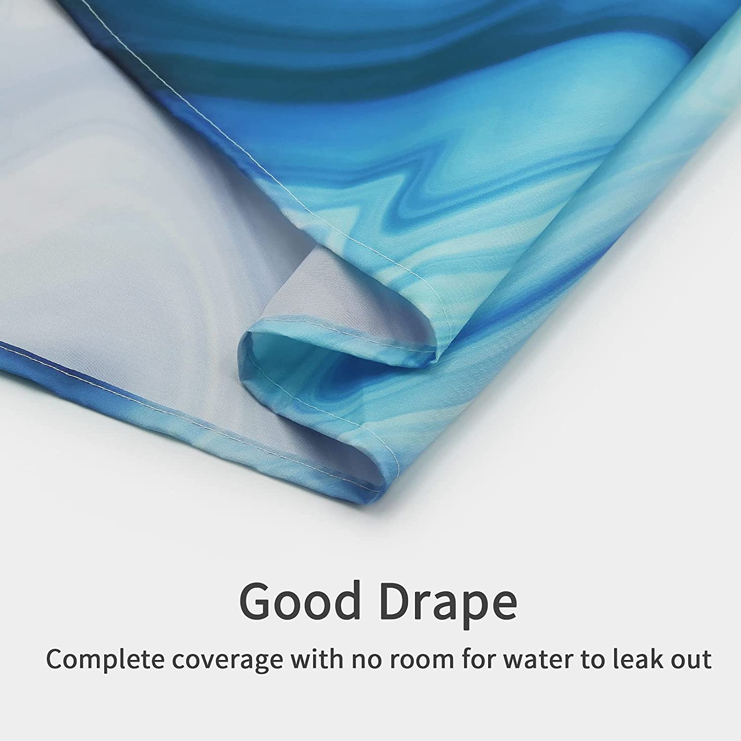 Blue Marble Shower Curtain Set, Royal Blue Ombre Fabric Shower Curtain for Bathroom Decor, Modern Abstract Standard Shower Curtain, Luxury Washable Liquid Wave Shower Curtain, 72 x 72