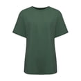 thumbnail image 3 of ZQGJB Plus Size Summer T-Shirts for Women Trendy Solid Color Short Sleeve Crewneck Pullover Tops Loose Lightweight Comfy Baggy Tunic Blouse Dark Green XXXXL, 3 of 5