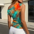 thumbnail image 4 of NTACZA off the Shoulder Summer Tops Asymmetrical Neck Tropical Palm Leaf Print Sleeveless Casual Tank Tops Party Slim Tank Tops for Women, 4 of 6