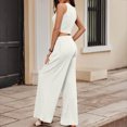 thumbnail image 5 of REORIAFEE Womens Casual 2 Piece Outfits Oversized Set Gym Outfits Women's Casual Home Sleeveless Yoga Slim Fit Wide Leg Pants Knit Two Piece Set White XL, 5 of 8