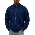 thumbnail image 6 of Men's Corduroy Zip Up Shacket Stand Collar Long Sleeve Corduroy Shirt MenStand Collar Coat Vintage Jackets Outerwear with Pockets, 6 of 6