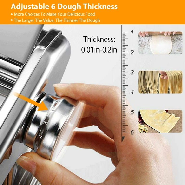 iMounTEK Pasta Maker Machine Manual Hand Press Noodle Maker Adjustable Thickness Settings with Dough Cutter 6 Adjustable Thickness for Spaghetti