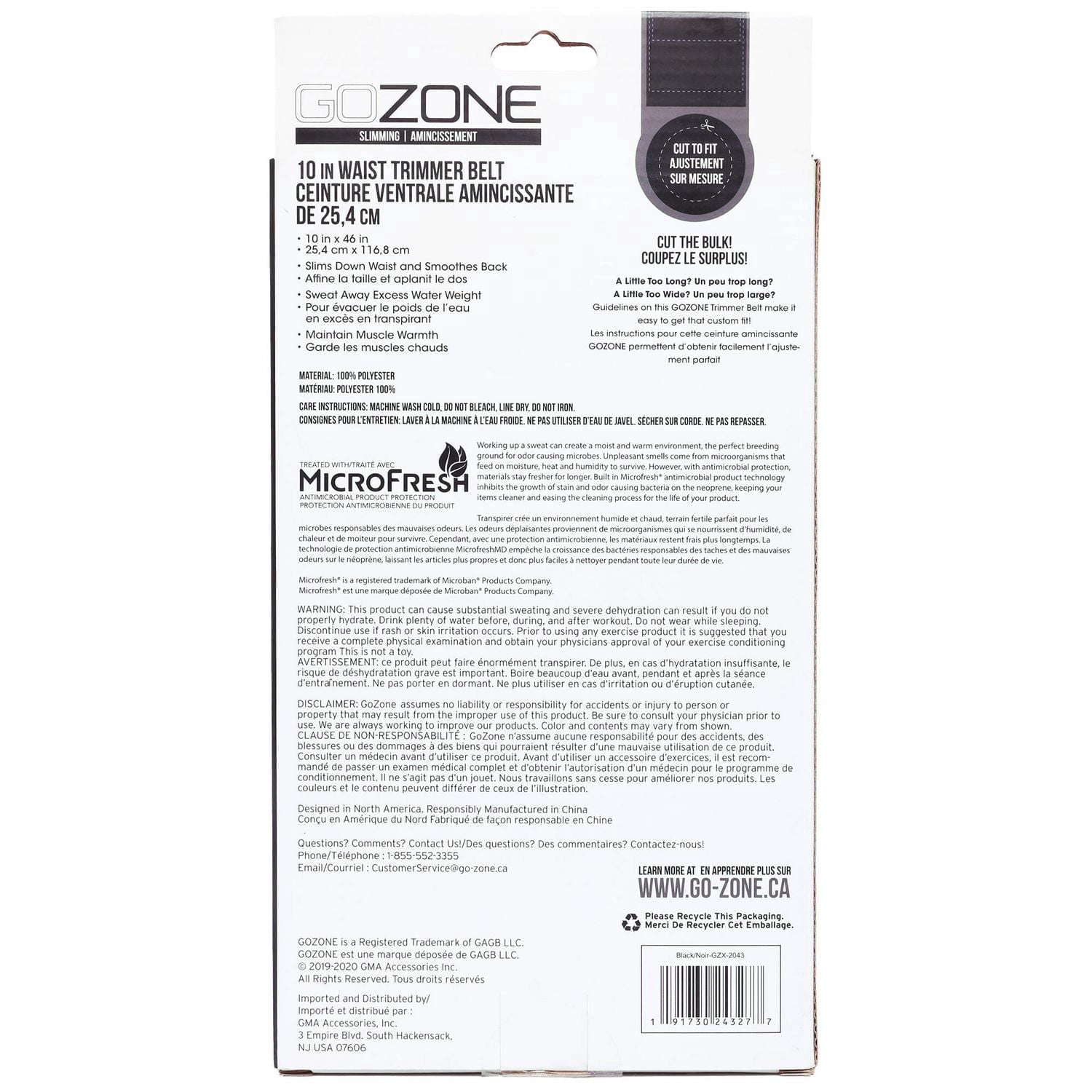 GoZone Cut2Fit Waist Trimmer Belt – Black