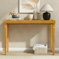 thumbnail image 1 of Table Console Style Ferme Longue Table d'Entrée avec Garniture Perlée Décorative Table Console en Bois Rustique pour Salon, Entrée, Couloir, Brun, 1 of 10