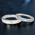 thumbnail image 2 of Whudwhu Men's And Women's 925 Silver Cross Ring With Zircon Stone Wedding Ring, 2 of 5