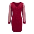 thumbnail image 5 of IWRICH Sparkly Dresses for Women V Neck Mesh Long Sleeve Dress Elegante Prom Dresses XL, 5 of 6
