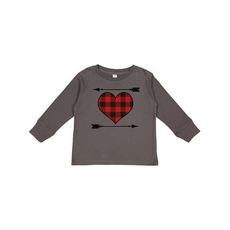 

Inktastic Buffalo Plaid Valentines Day Heart Gift Toddler Boy or Toddler Girl Long Sleeve T-Shirt