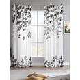 thumbnail image 2 of Black Leaves Sheer Curtains 84 Inch Length 2 Panels Set for Living Room/Bedroom, Summer Botanical Kitchen Curtains with Grommet Semi-Sheer Curtains Drapes Voile Window Treatments 42"x84"x2, 2 of 7