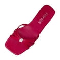 thumbnail image 2 of Women's Flat Sandals Summer Comfortable Square Open Toe Slip On Leather Slide Sandals Hot Pink 8.5, 2 of 7