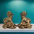 thumbnail image 4 of 1 par de estatuas Kylin de Feng Shui, figuras chinas para decoración del hogar, sala de estar u oficina Cobre 9x9.5cm, 4 of 9