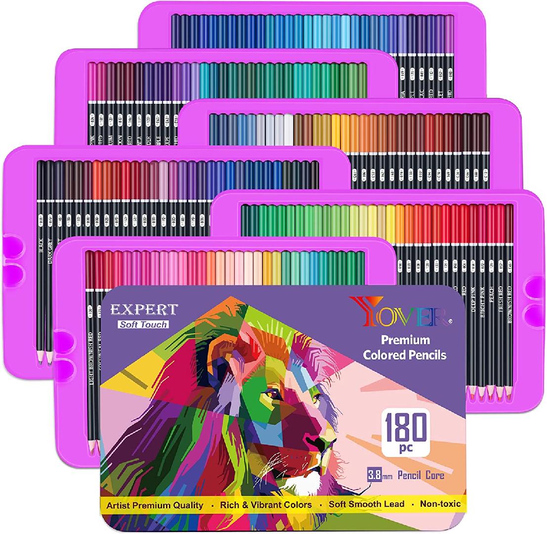 Professional Colored Pencils,Set of 180 Colors,Artists Soft Core,Oil