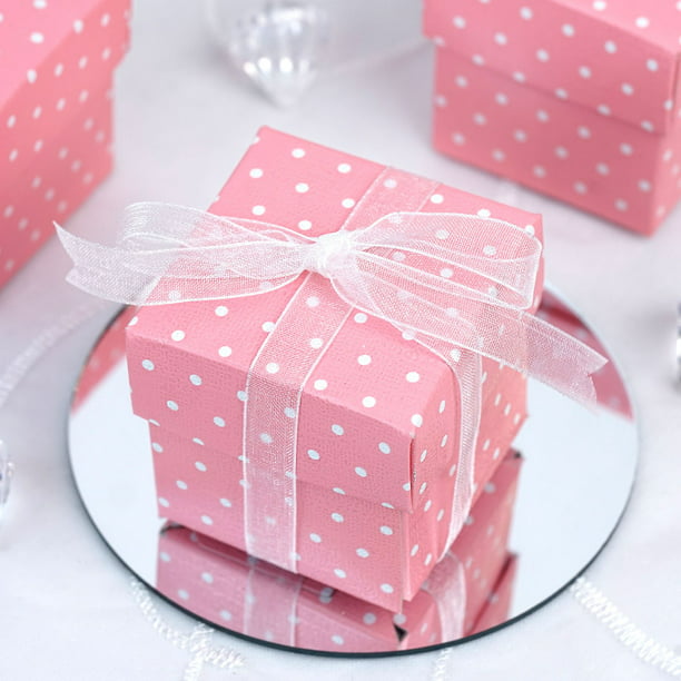 Efavormart 100 Boxes Polka Dots 2 Pcs Favor Boxes For Candy Treat T