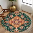 thumbnail image 2 of Round Rugs 5Ft, Bohemian Floral Round Area Rug Washable Indoor Throw Carpet, Abstract Retro Flowers Texture Soft Non Slip Circle Rug for Cabinet Bathroom Home Decor Aesthetic, 2 of 8